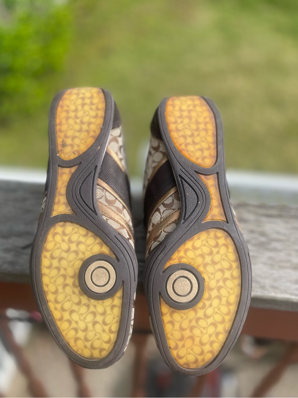 Coach Brown Signature Monogram Lace-Up Sneakers - Picture 4 of 4
